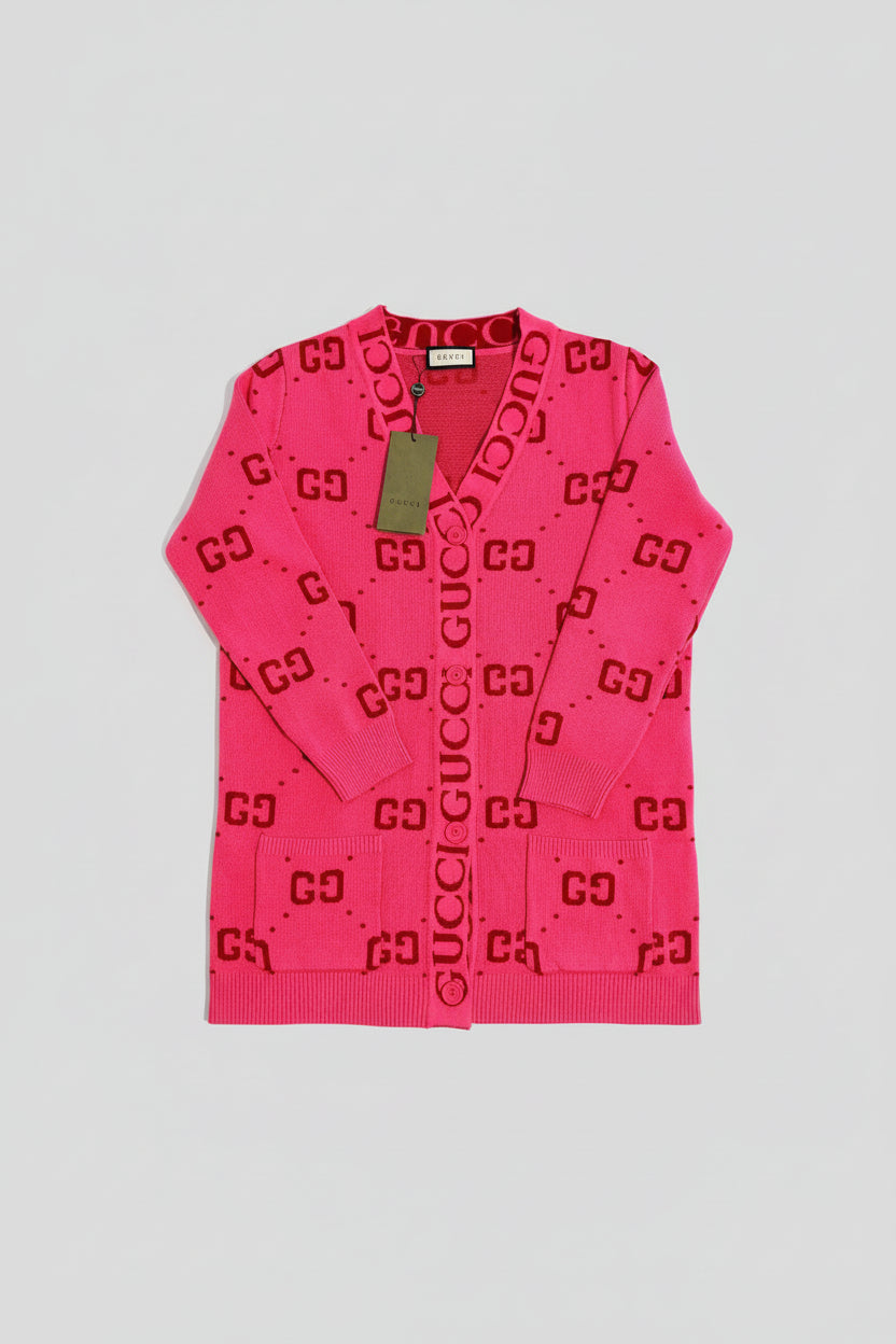 Pink GG Knit Cardigan – Premium Designer Style