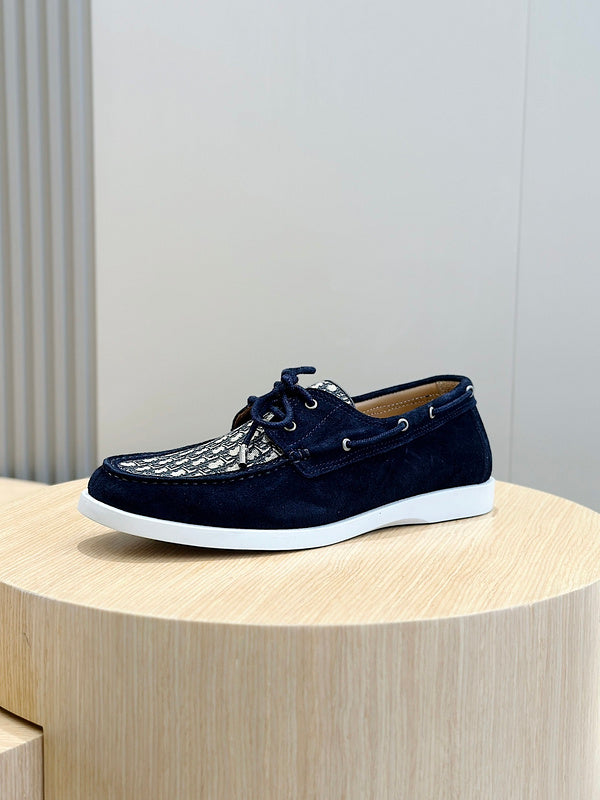 Christian Dior Granville Boat Beige Blue Loafer
