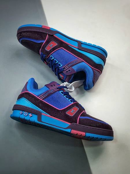 Louis Vuitton Trainer – Purple Teal Metallic Crystal