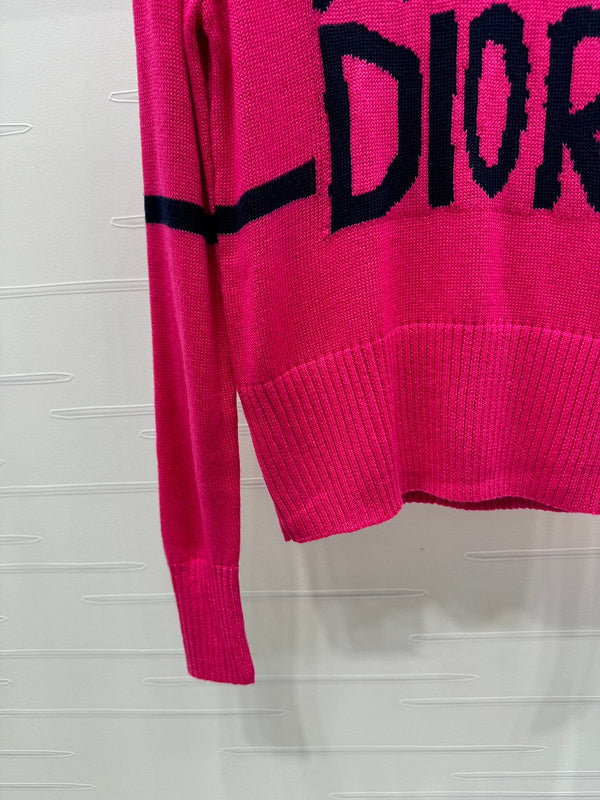 Dior Magenta Striped Logo Sweater