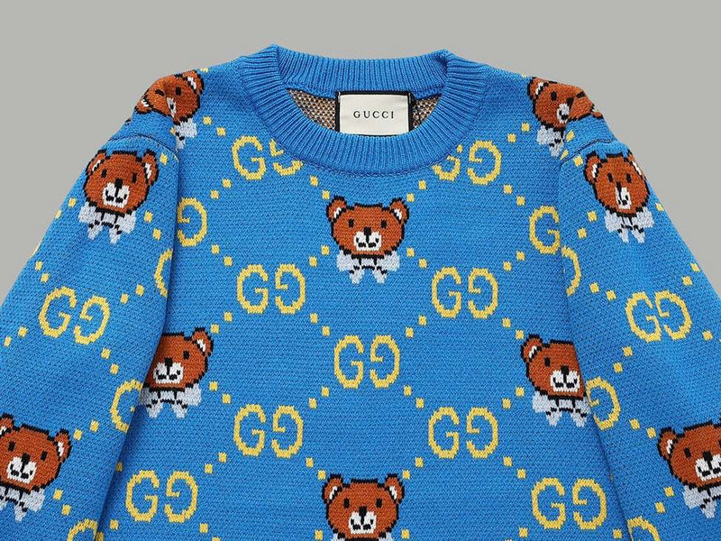 Gucci Teddy Bear Blue Knit Sweater