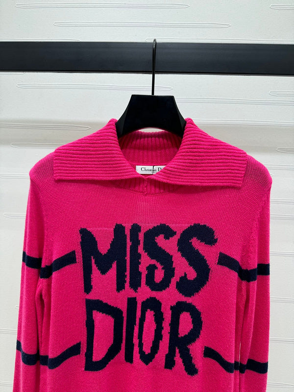 Dior Magenta Striped Logo Sweater