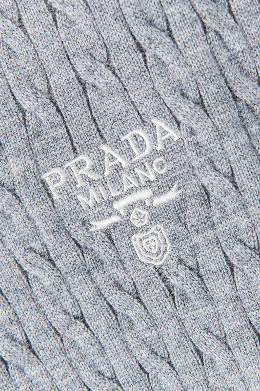 Prada Cable-Knit Stripe Trim Sweater