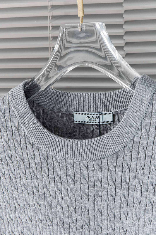 Prada Cable-Knit Stripe Trim Sweater
