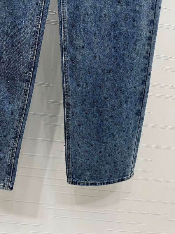 Dior Ombre Leopard & Crystal Stud Denim Jeans