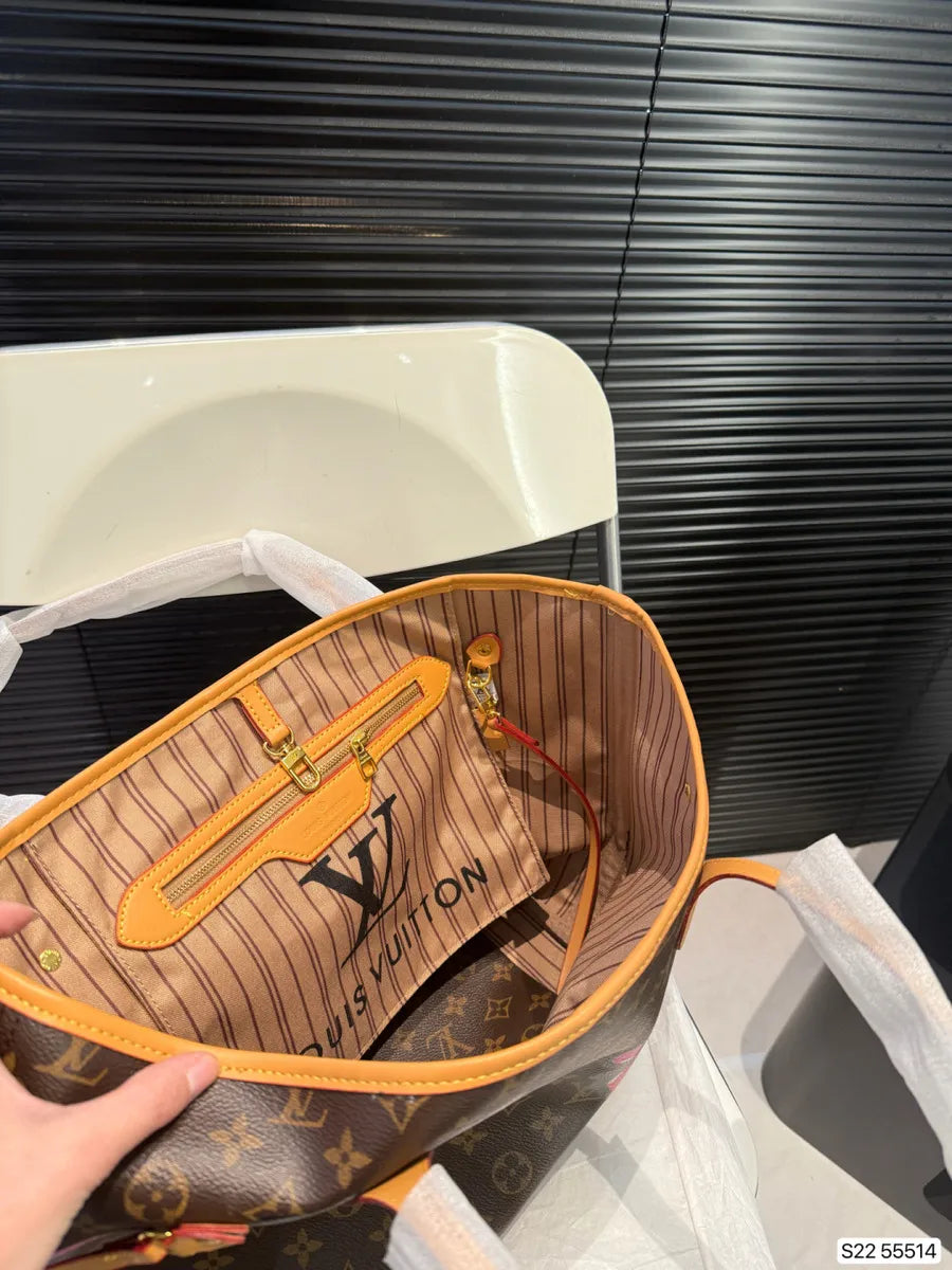 Louis Vuitton Neverfull MM Monogram Canvas with Rose Print