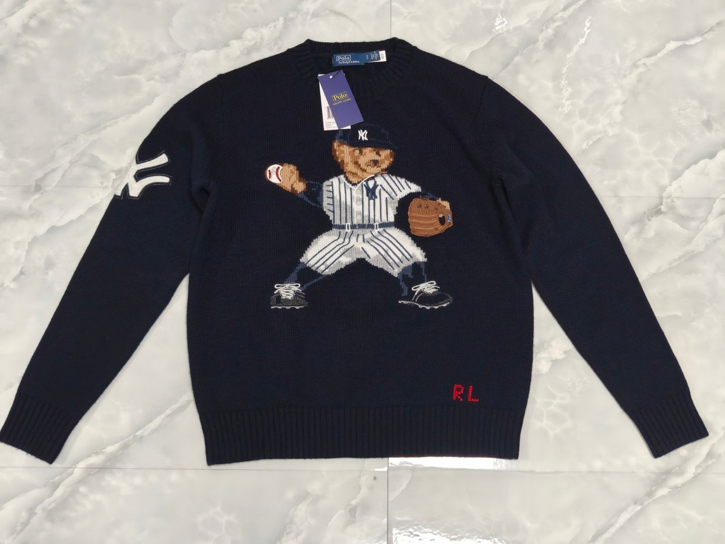 Polo Winter Ski Teddy Bear Wool Cardigan