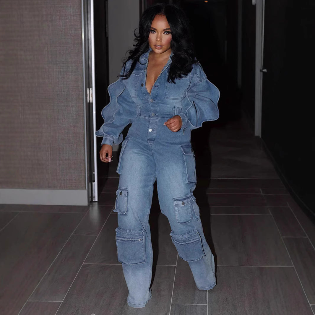 Women's Suit Draping Effect Straight-leg Pants Jumpsuit