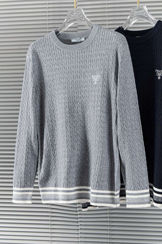 Prada Cable-Knit Stripe Trim Sweater