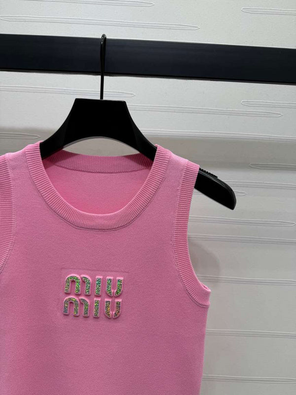 Miu Miu Logo Embellished Tank Top