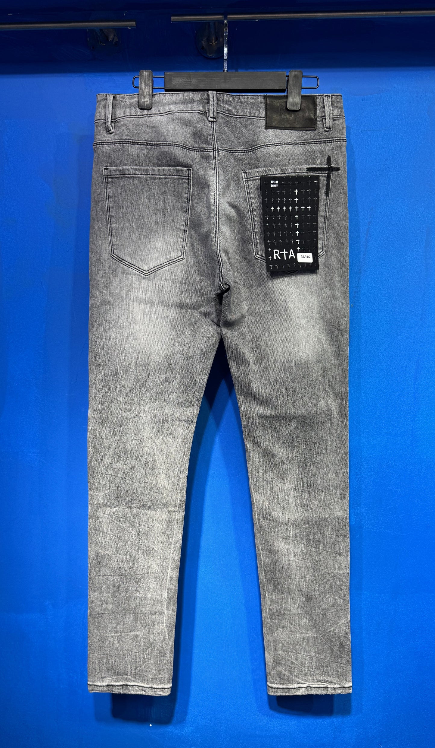 Washed Grey Distressed Slim-Fit Jeans
