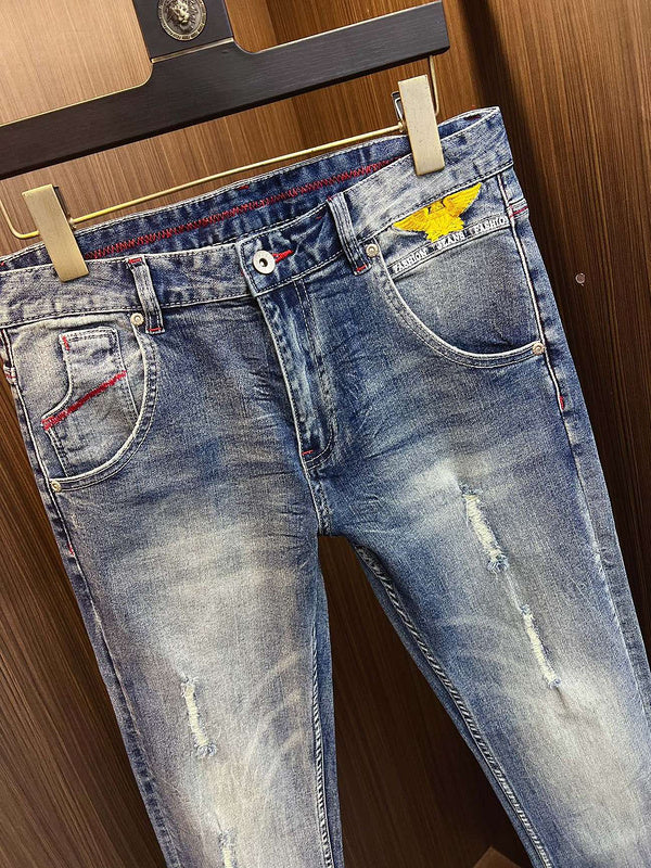 Distressed Blue Designer Jeans