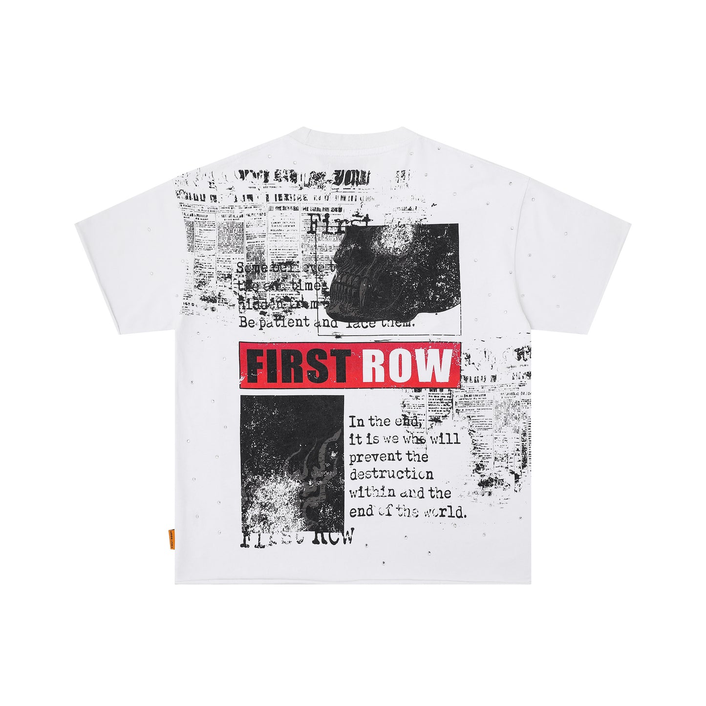 FIRST ROW Breaking News Burning Flames Cropped Tee