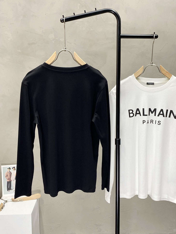 Balmain Paris Long Sleeve Logo T-Shirt – Black & White