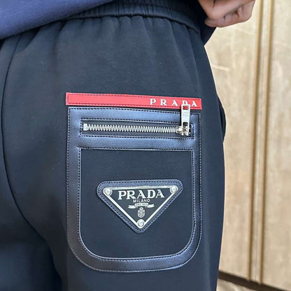 Prada Technical Cotton Joggers with Logo Pocket
