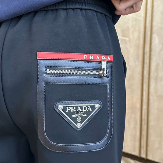 Prada Technical Cotton Joggers with Logo Pocket
