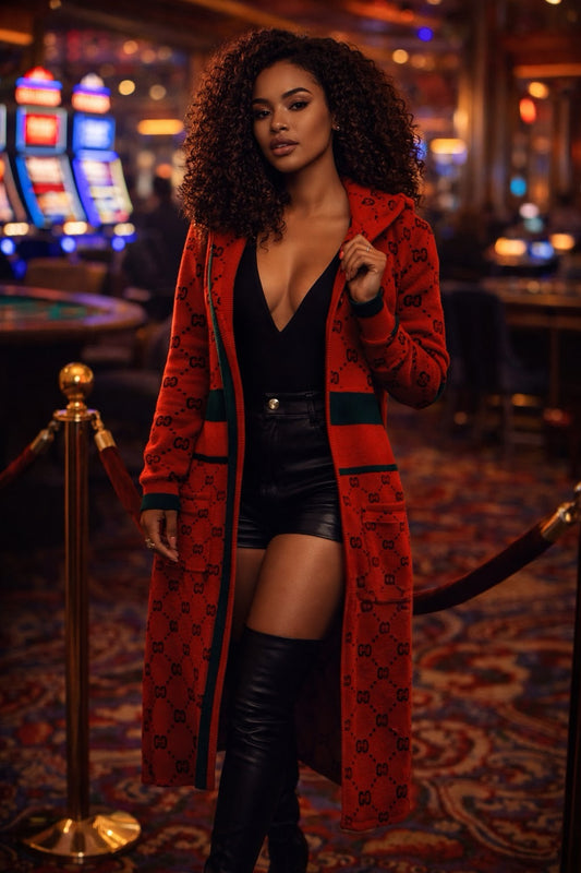 GG HOODED KNIT CARDIGAN