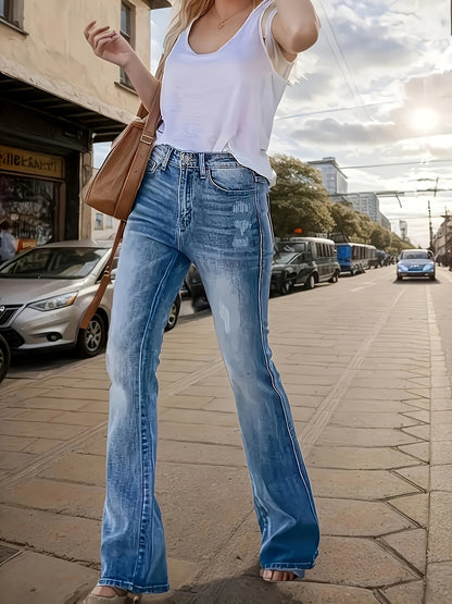 Women's High-Waisted Stretch Skinny Flare Jeans - Vintage Street Style