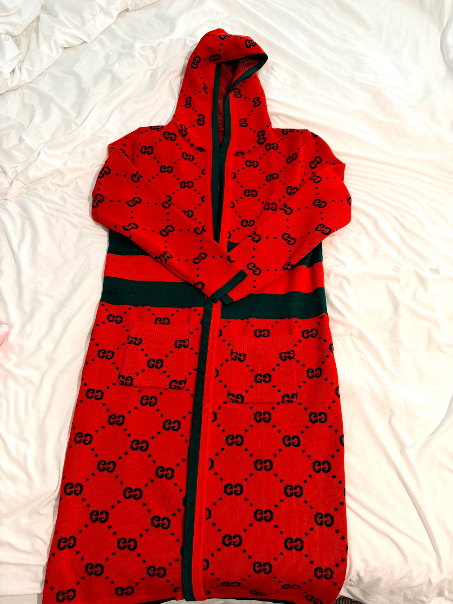 GG HOODED KNIT CARDIGAN