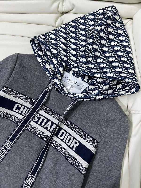 Christian Dior Gray Logo Hoodie Dress