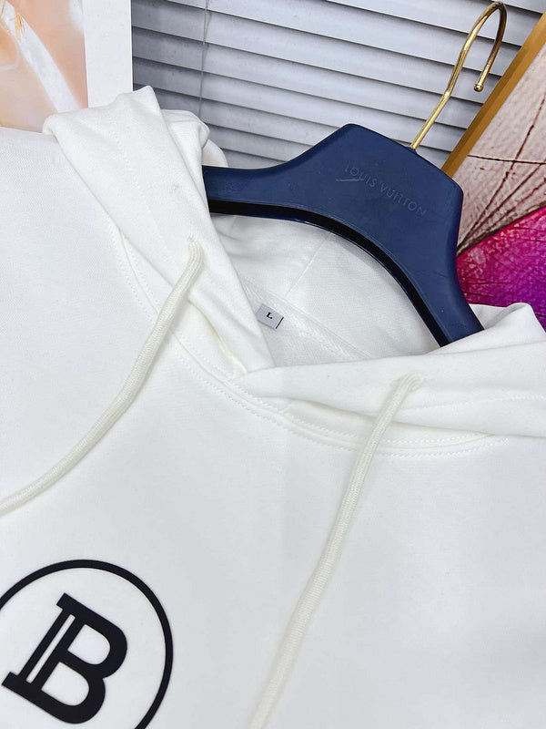 Balmain Paris Logo Print Hoodie – White