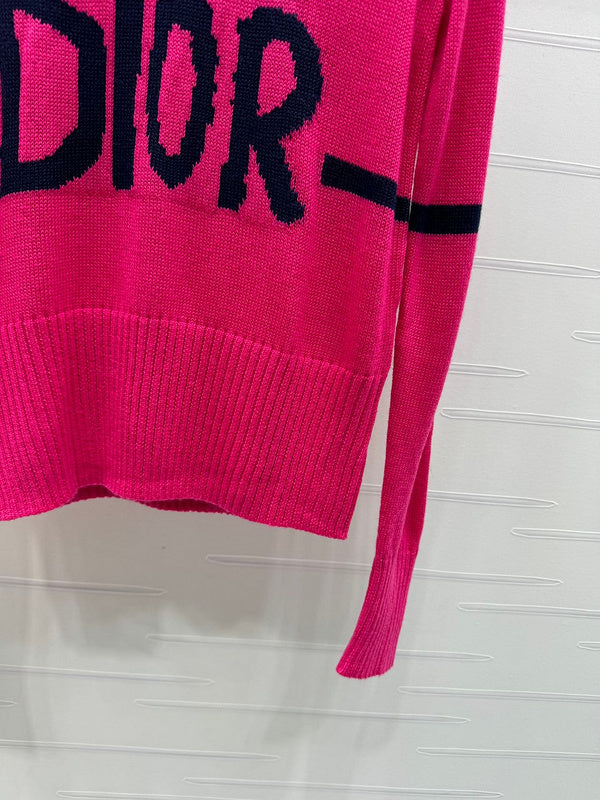 Dior Magenta Striped Logo Sweater