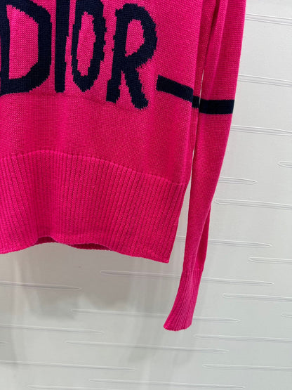 Dior Magenta Striped Logo Sweater