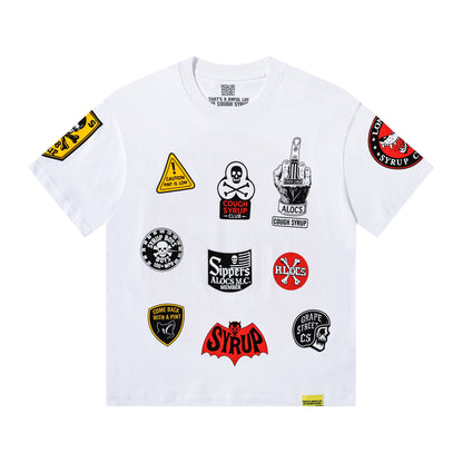THAT’S A AWFUL LOT OF COUGH SYRUP  Cough Syrup M.C. Patchwork Graphic T-Shirt