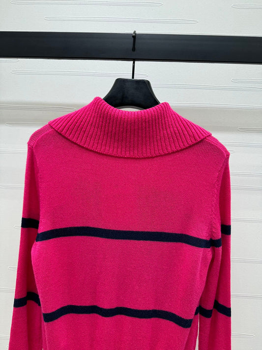 Dior Magenta Striped Logo Sweater