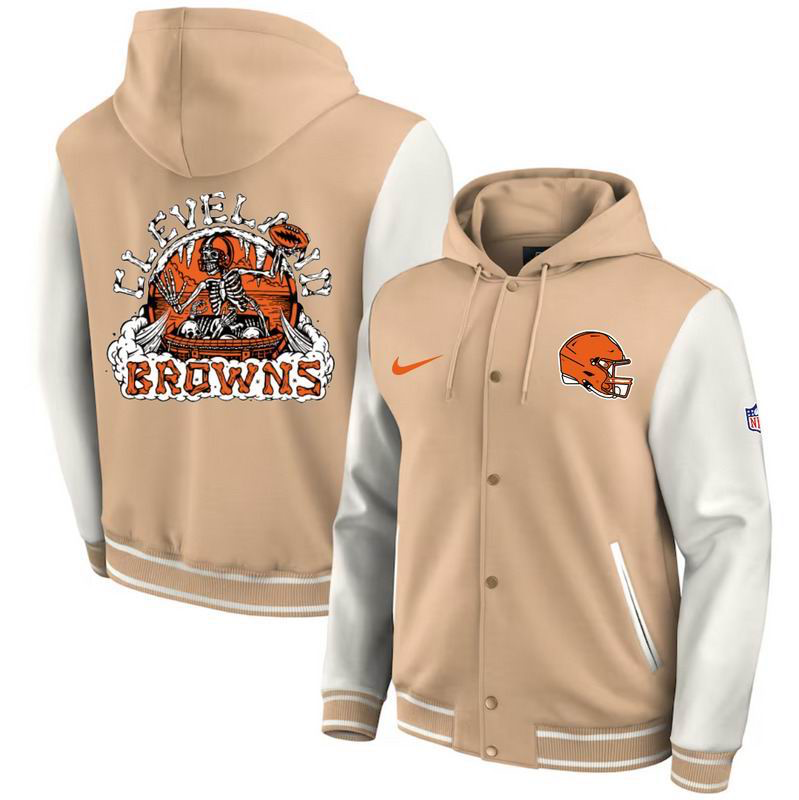 “Skeleton Stadium” Graphic Hooded Varsity Jacket