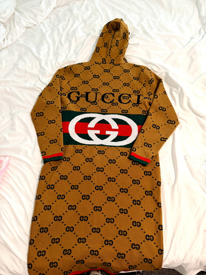 GG HOODED KNIT CARDIGAN