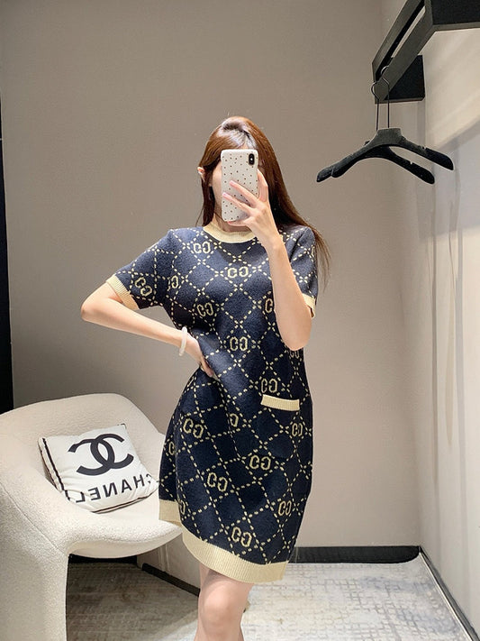 Women Gucci GG Pattern Knit Dress