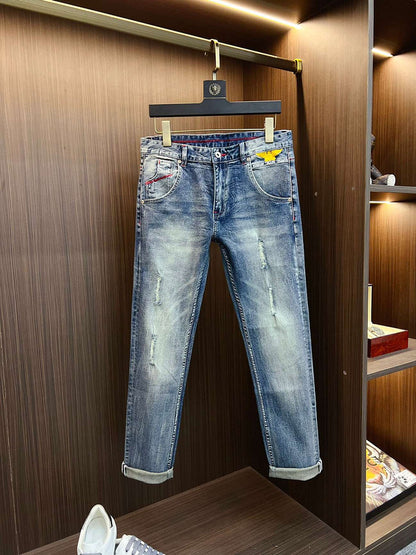 Distressed Blue Designer Jeans