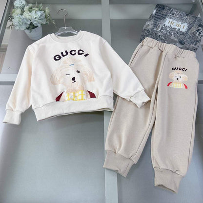 Gucci Kids Beige Tracksuit with Dog Print