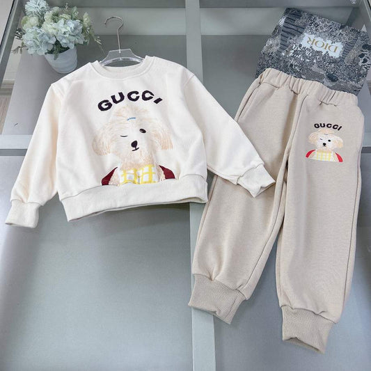 Gucci Kids Beige Tracksuit with Dog Print