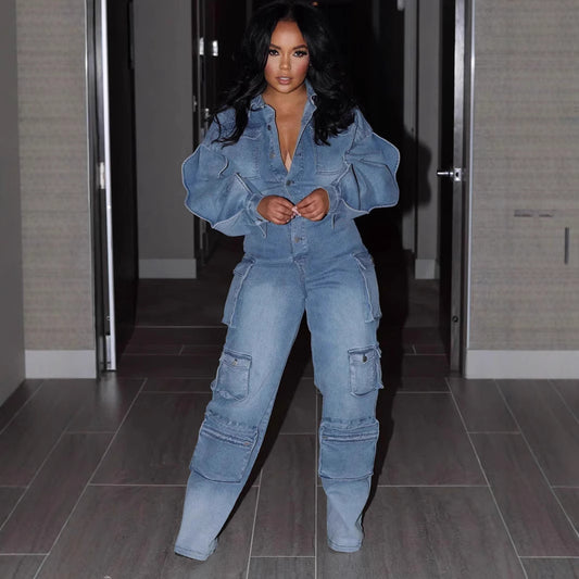 Women's Suit Draping Effect Straight-leg Pants Jumpsuit