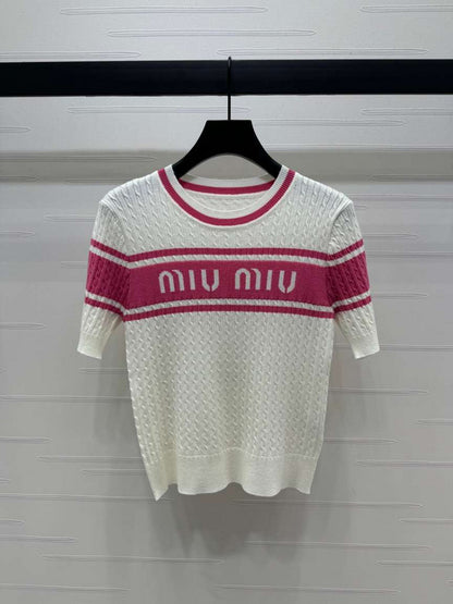 Miu Miu double-tone short-sleeved knit