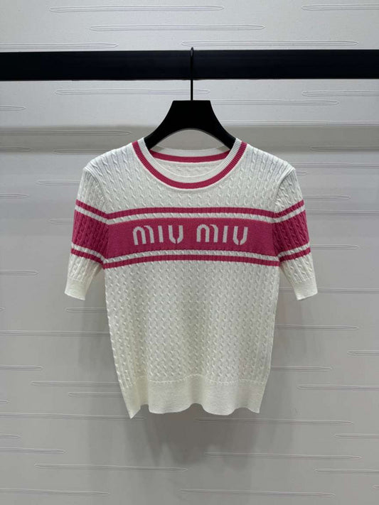 Miu Miu double-tone short-sleeved knit