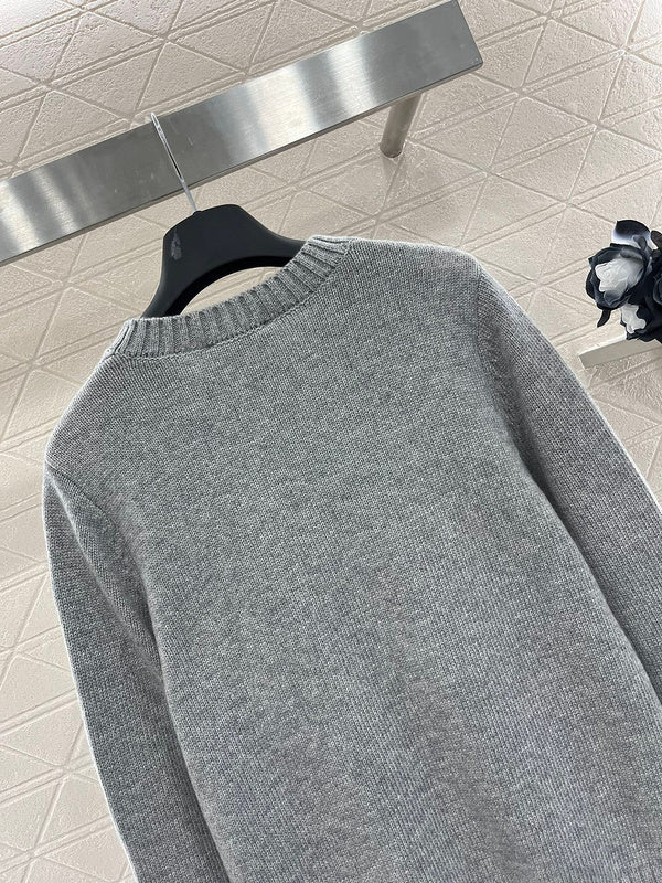 Balmain Grey Logo Knit Sweater