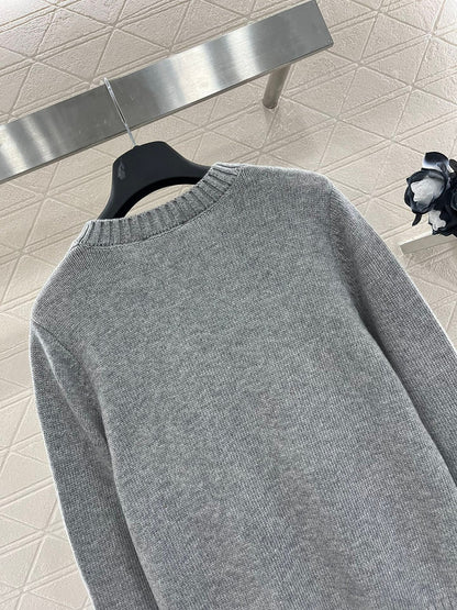 Balmain Grey Logo Knit Sweater