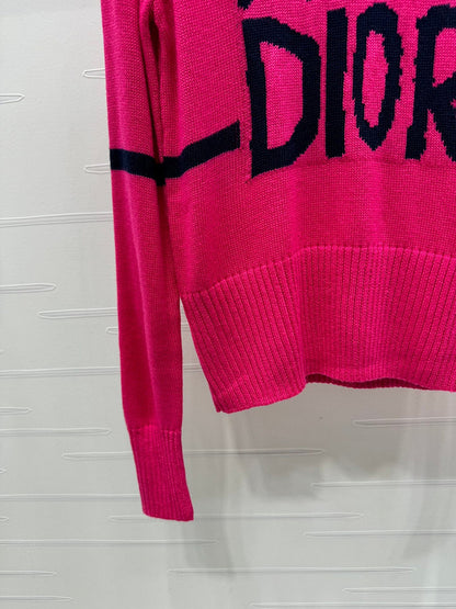 Dior Magenta Striped Logo Sweater