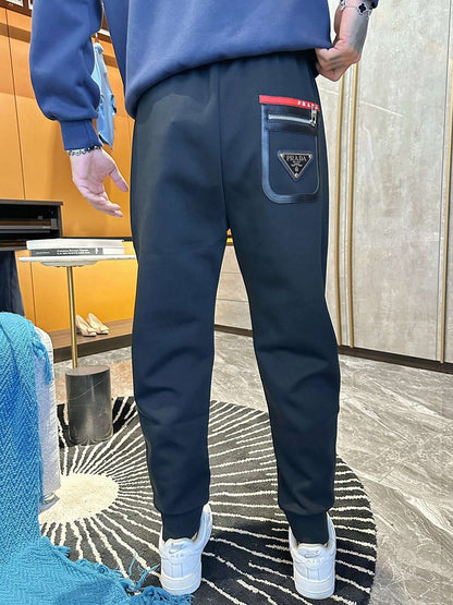 Prada Technical Cotton Joggers with Logo Pocket