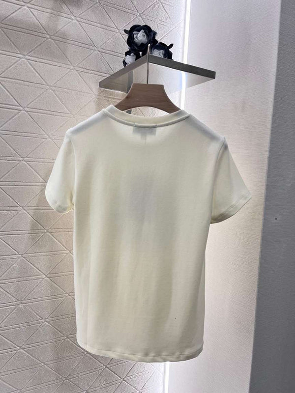 Chanel Ivory Sequin Sunflower T-Shirt
