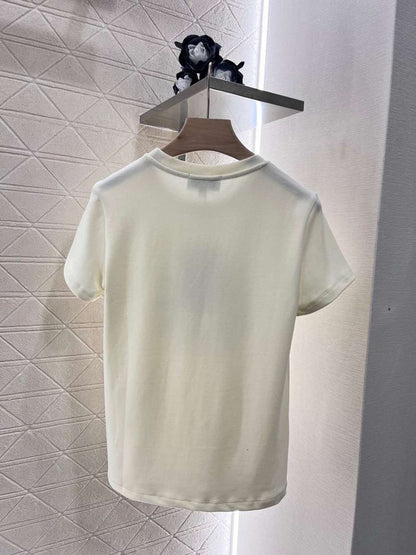 Chanel Ivory Sequin Sunflower T-Shirt