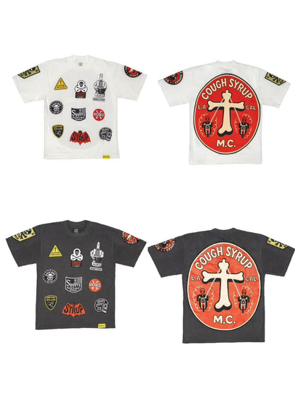 THAT’S A AWFUL LOT OF COUGH SYRUP  Cough Syrup M.C. Patchwork Graphic T-Shirt
