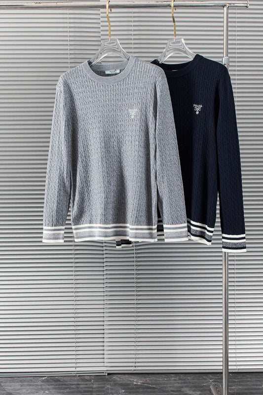 Prada Cable-Knit Stripe Trim Sweater