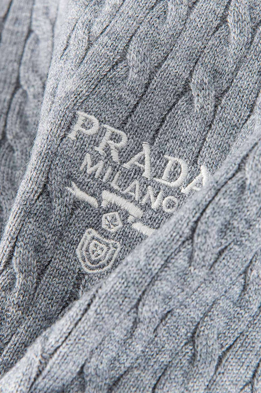 Prada Cable-Knit Stripe Trim Sweater