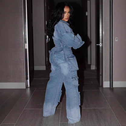 Women's Suit Draping Effect Straight-leg Pants Jumpsuit