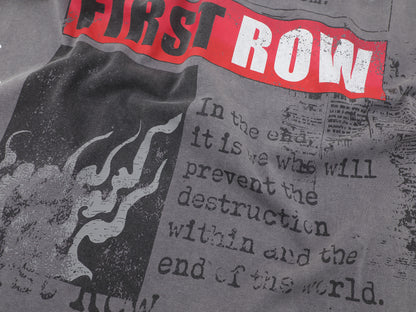 FIRST ROW Breaking News Burning Flames Cropped Tee