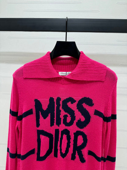 Dior Magenta Striped Logo Sweater
